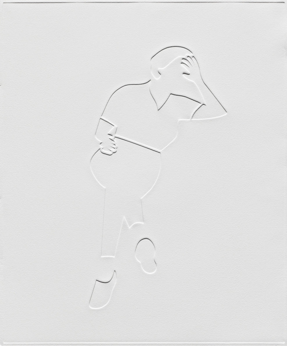 Print by Dana Bell titled "Cross Legged, Hand on Head" - 3.