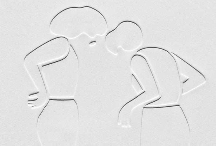 Print by Dana Bell titled "Heads Together Look Down" - 5.