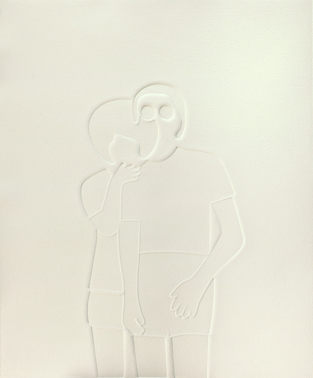 Print by Dana Bell titled "Hug From Behind (Cream)" - 2.