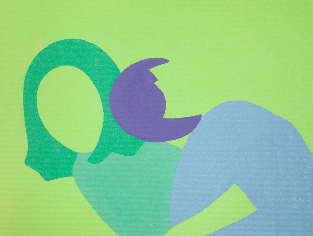 Painting by Dana Bell titled "Leaning Backwards and Forwards Together (Yellow, Green and Orange)" - 4.