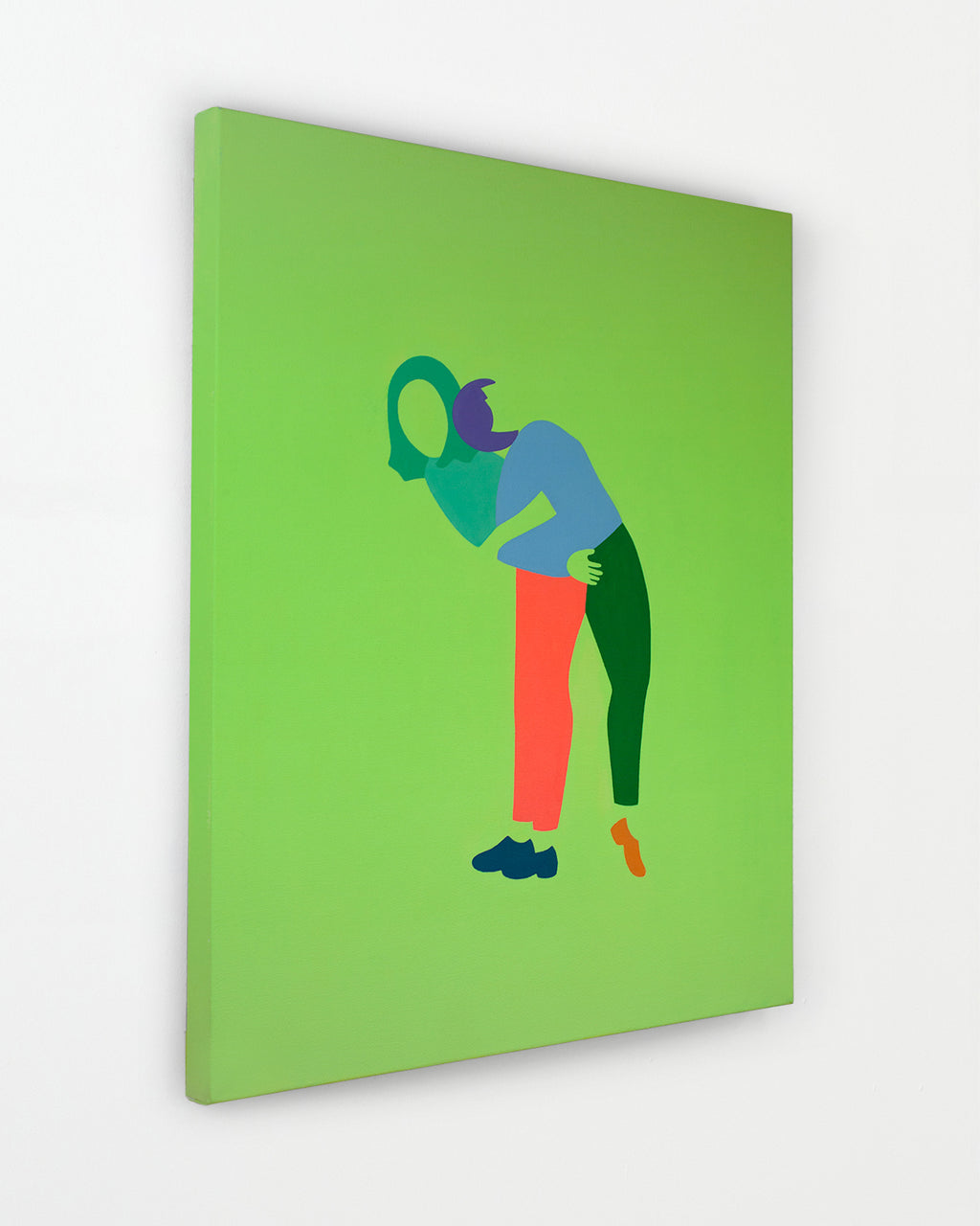 Painting by Dana Bell titled "Leaning Backwards and Forwards Together (Yellow, Green and Orange)" - 3.