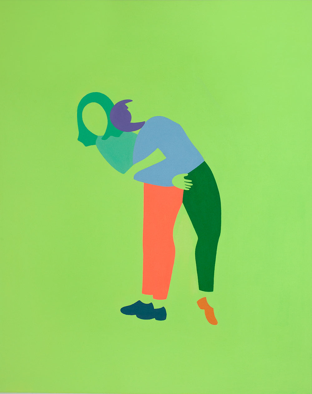 Painting by Dana Bell titled "Leaning Backwards and Forwards Together (Yellow, Green and Orange)" - 2.