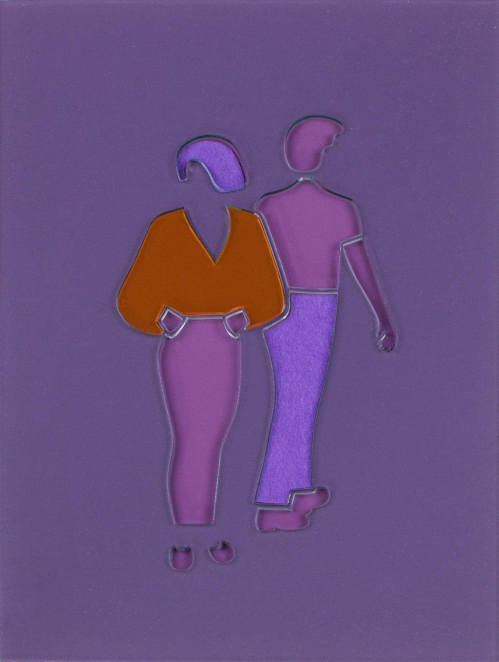 Mixed Media by Dana Bell titled "Standing and Walking Apart (purple and orange)" - 2.