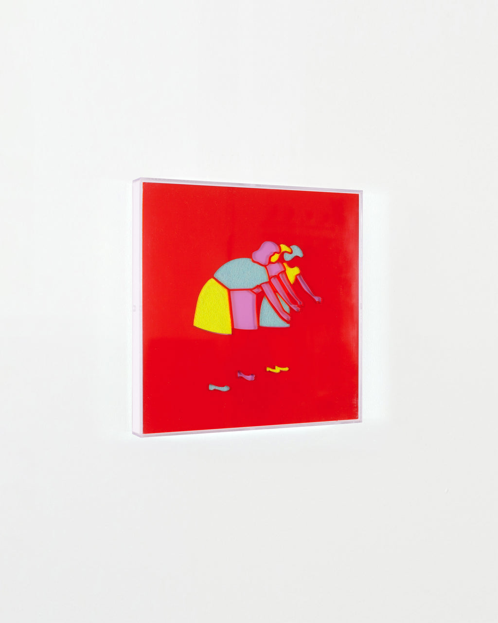 Mixed Media by Dana Bell titled "Three Women Reach (red, pink, yellow and blue)" - 3.