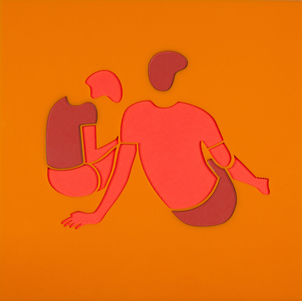 Mixed Media by Dana Bell titled "Two Face Away (orange and pink)" - 2.