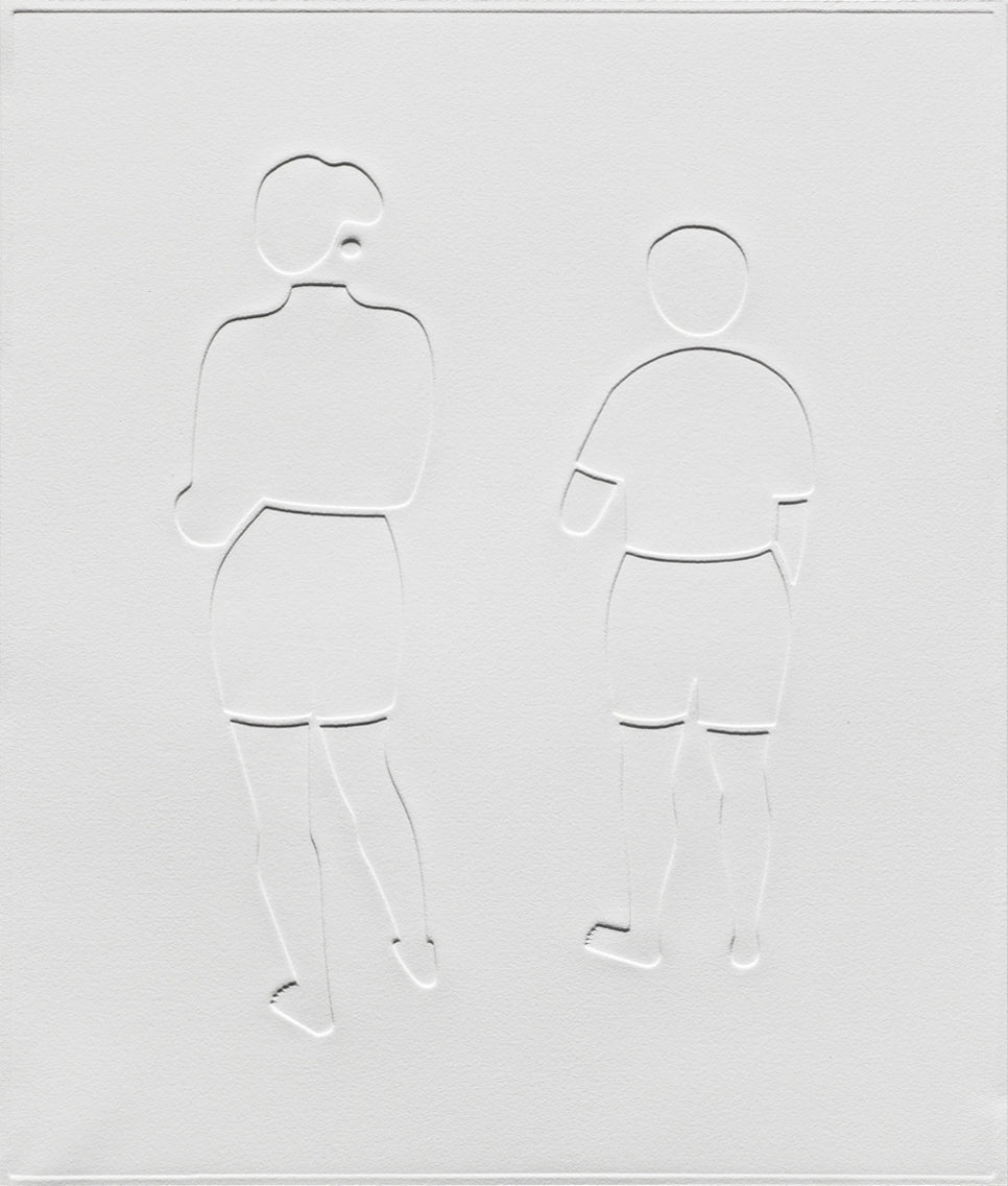 Print by Dana Bell titled "Two From Behind, One looks Toward the Other" - 2.