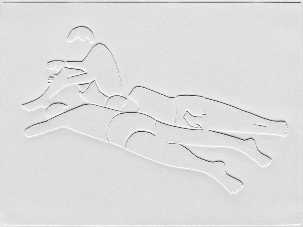 Print by Dana Bell titled "Two Lay Down, One Sits" - 2.