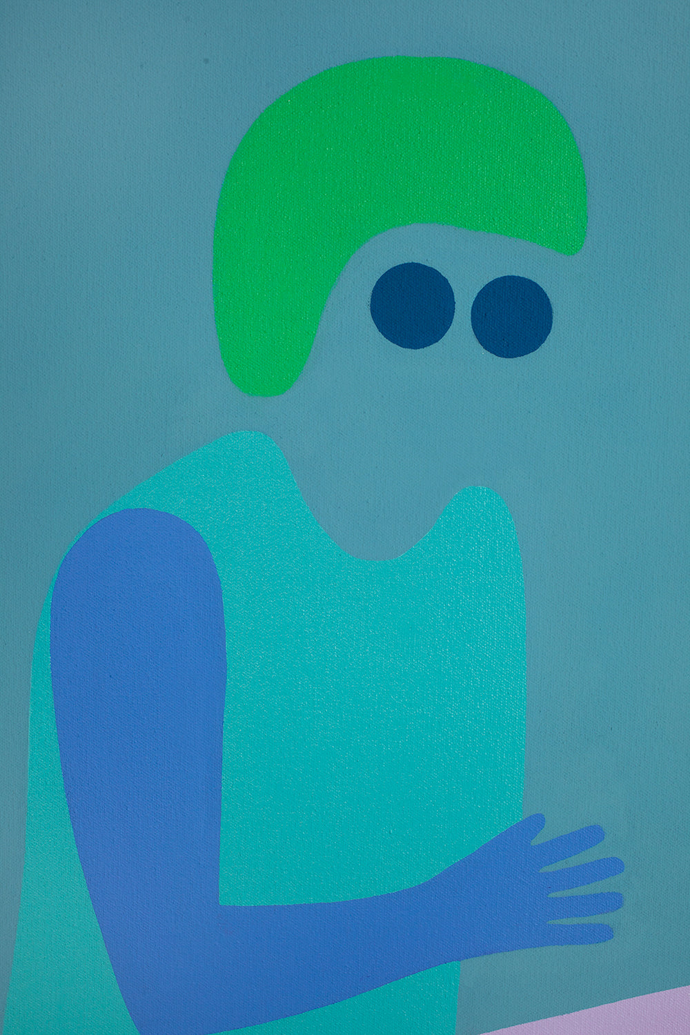 Painting by Dana Bell titled "Two Sitting on Ground (Blue and Pink)" - 3.