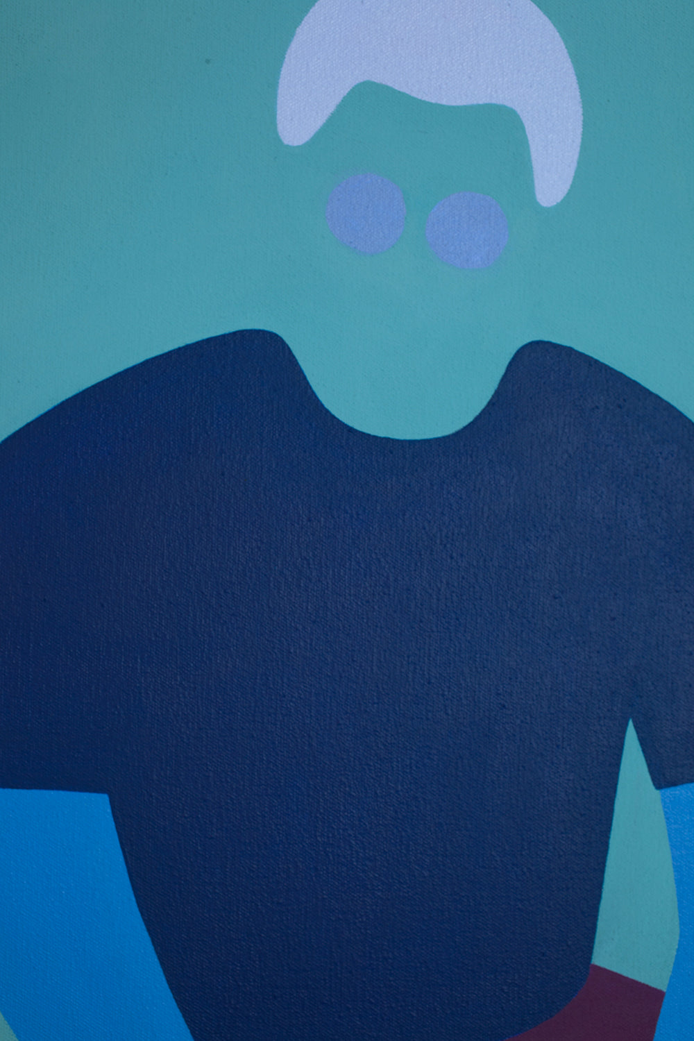 Painting by Dana Bell titled "Two Sitting on Ground (Blue and Pink)" - 4.