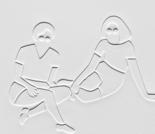 Print by Dana Bell titled "Two Sitting on a Hill, Look Forward" - 2.