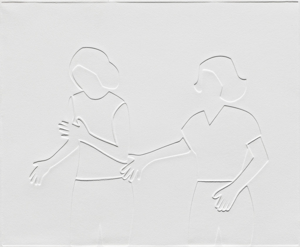 Print by Dana Bell titled "Two Stand Surprised Look Left" - 2.