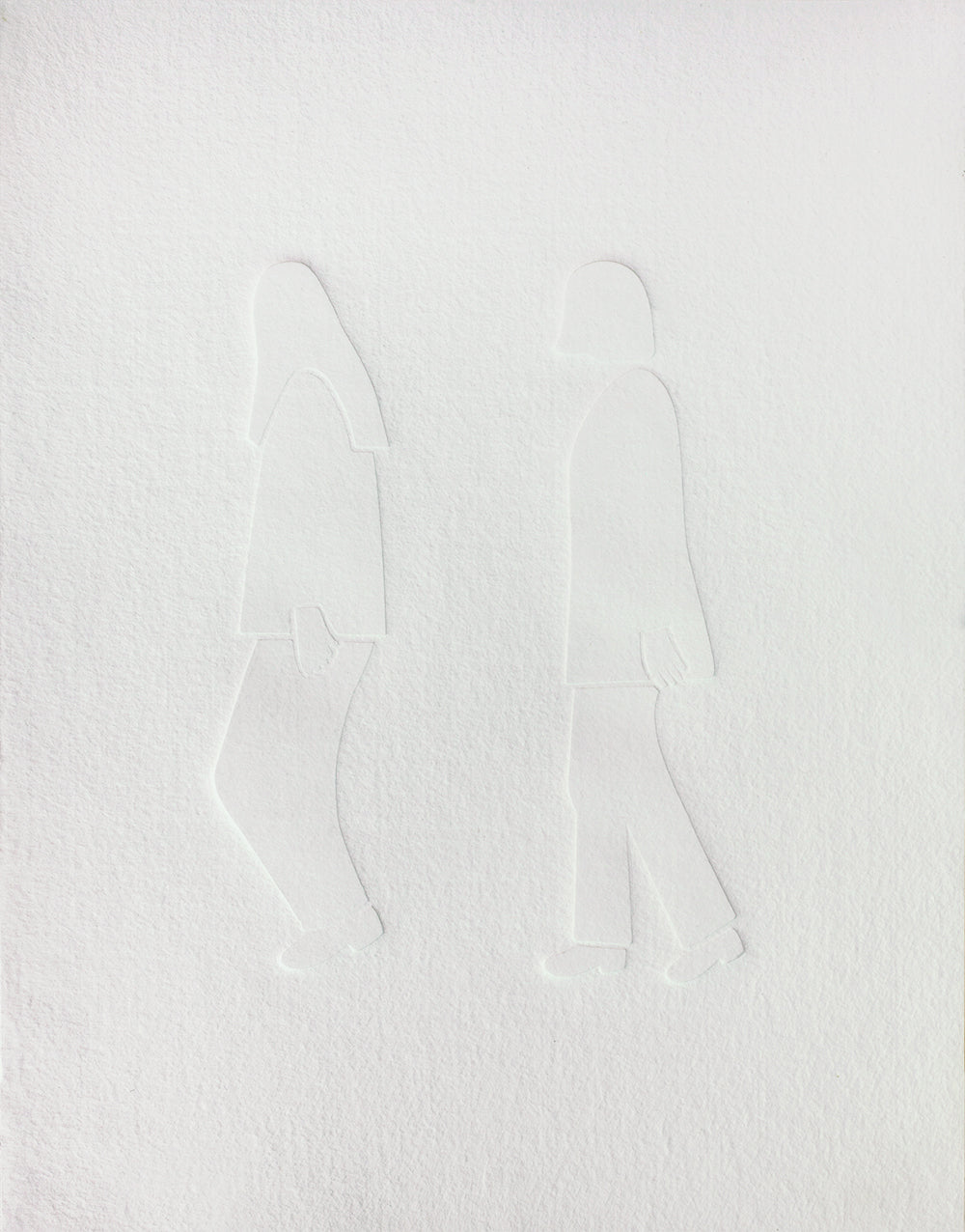 Print by Dana Bell titled "Two Walk to the Left (White Copperplate)" - 2.