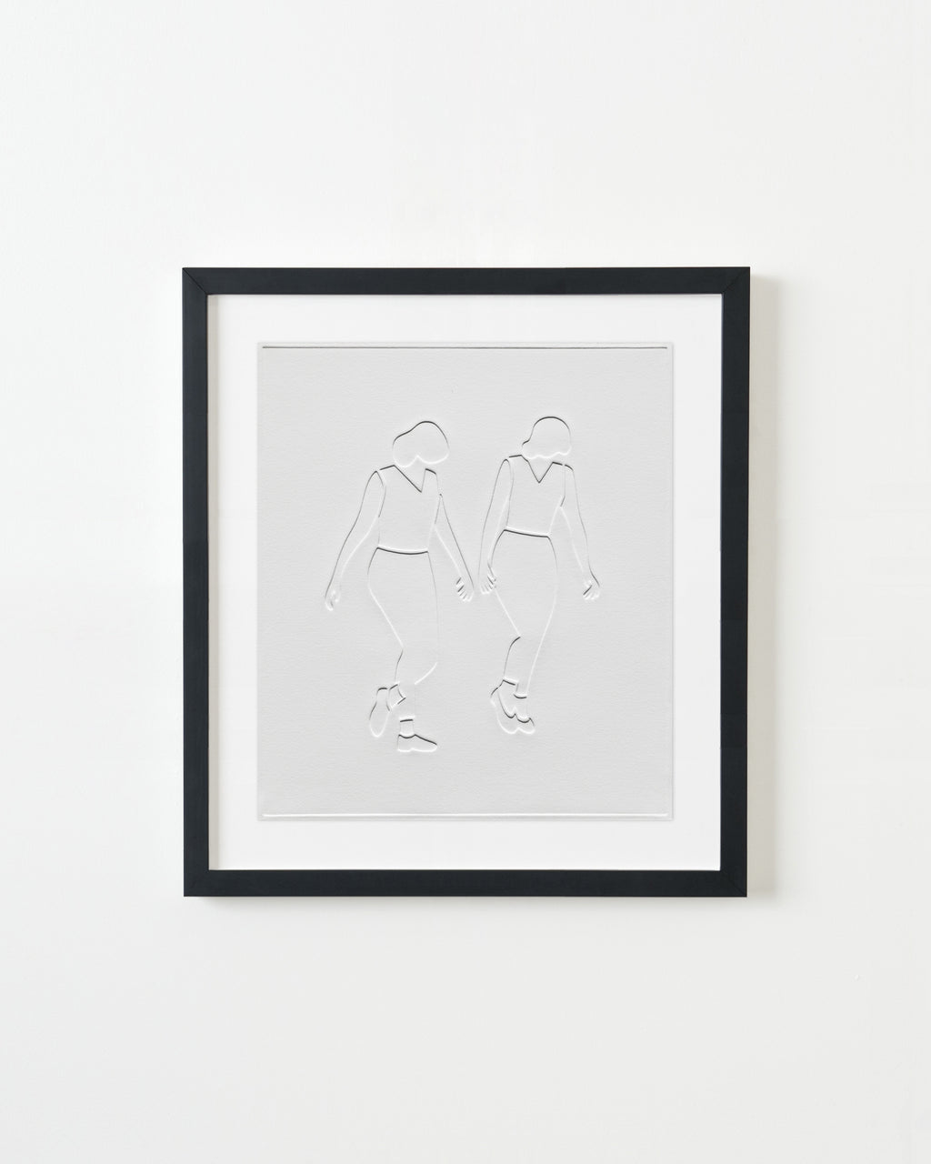 Print by Dana Bell titled "Two Walk to the Right, Looking Down" - 3.