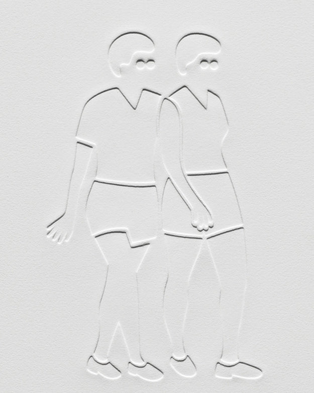 Print by Dana Bell titled "Two Walk to the Right with Three Arms" - 5.