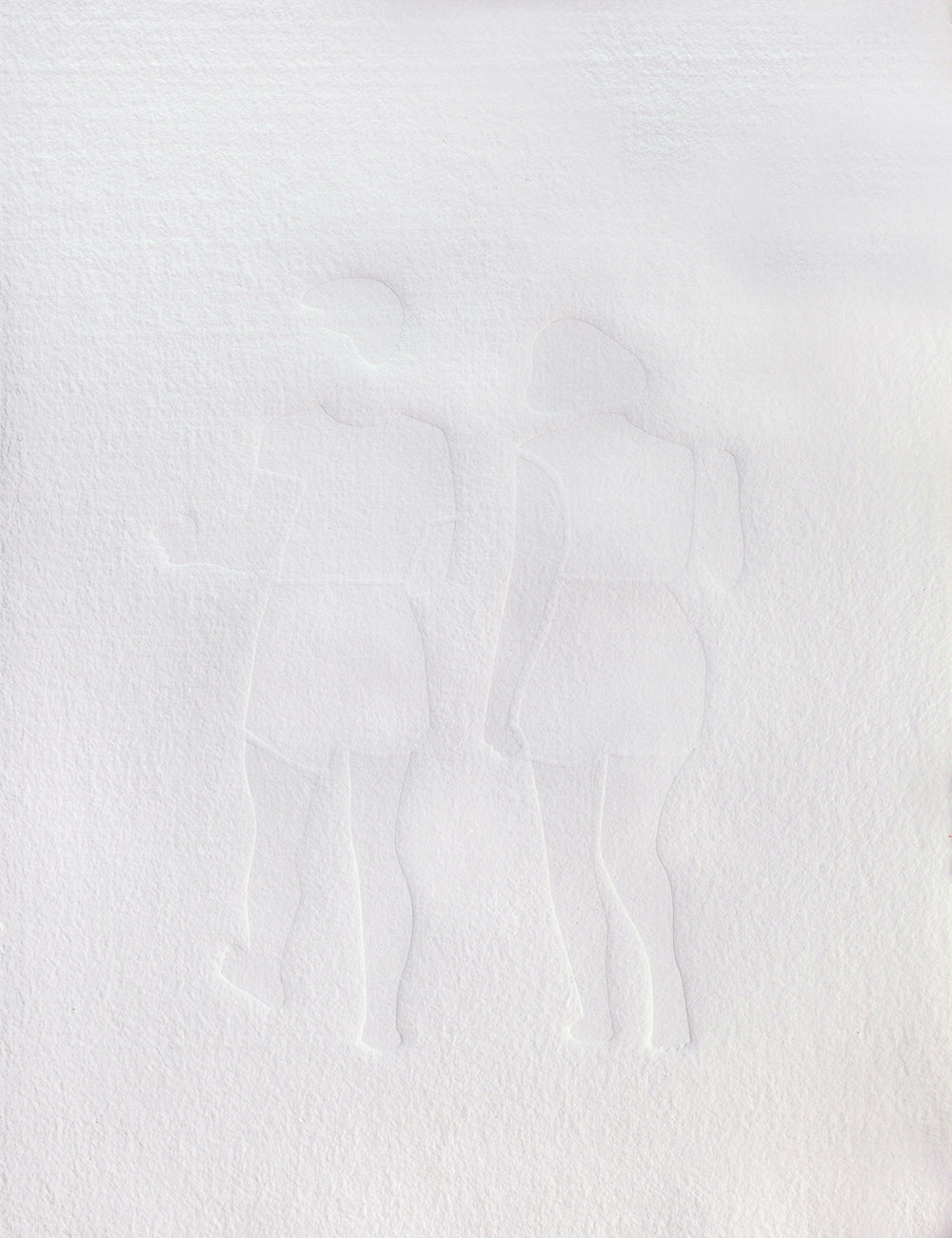 Print by Dana Bell titled "Two Walking Away (White Copperplate)" - 2.