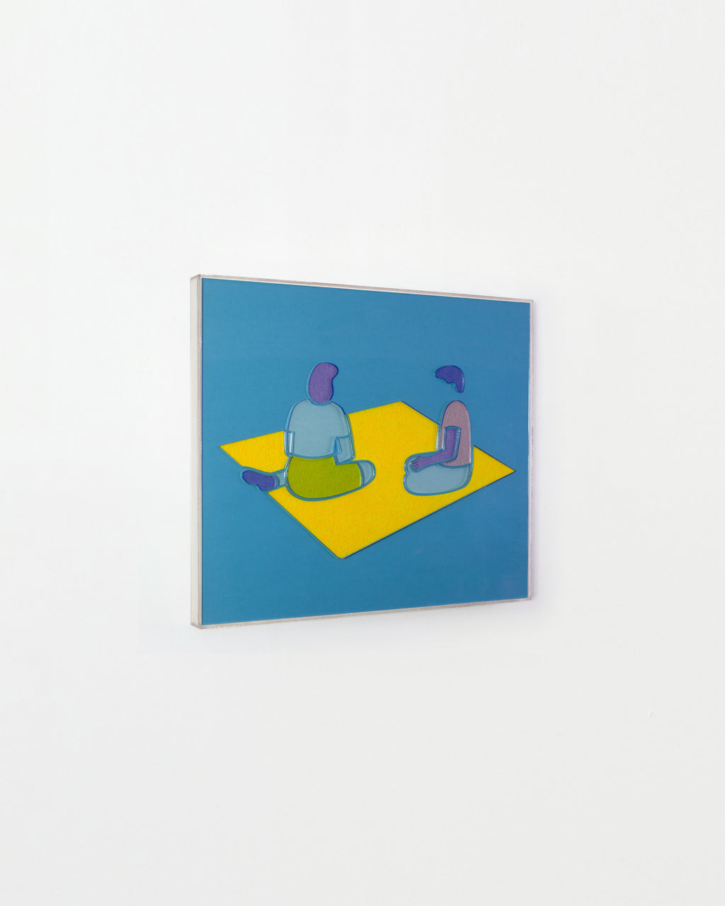 Mixed Media by Dana Bell titled "Two on Picnic Blanket (blue and yellow)" - 3.