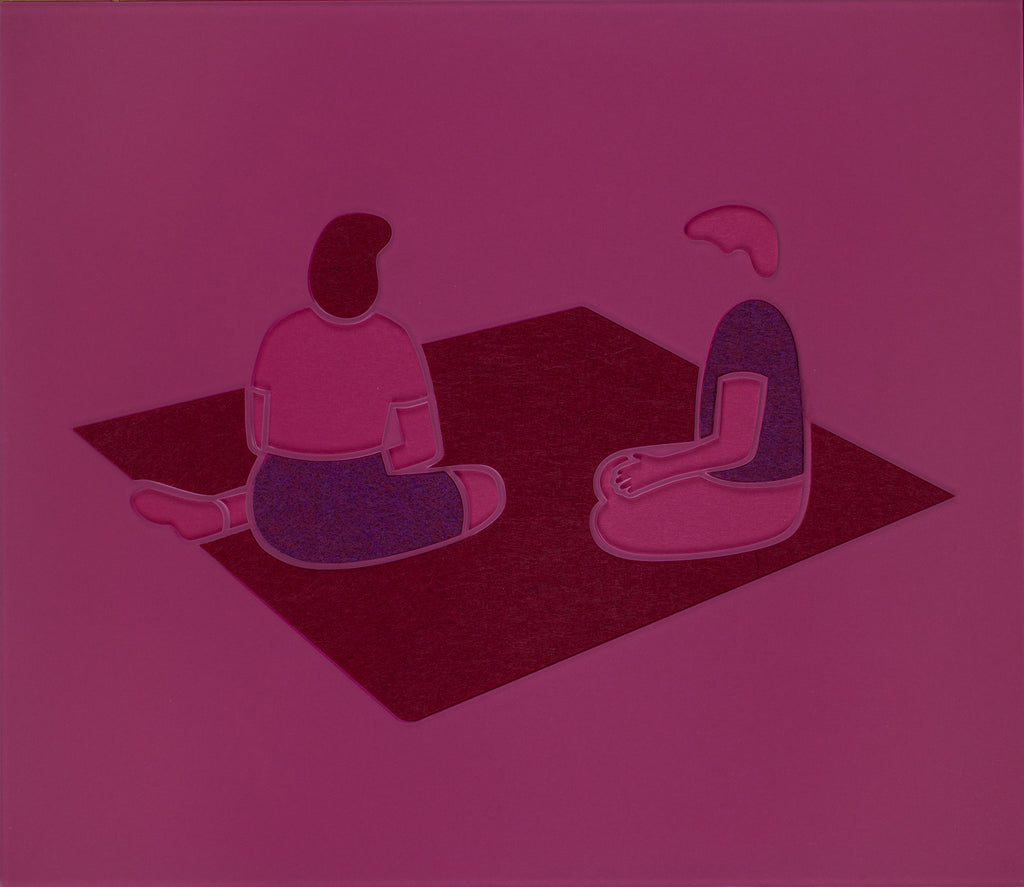 Mixed Media by Dana Bell titled "Two on Picnic Blanket (pink and purple)" - 2.
