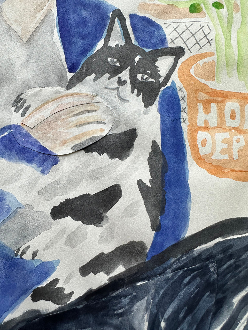 Painting by David Rhoads titled "Artist and His Cat" - 4.