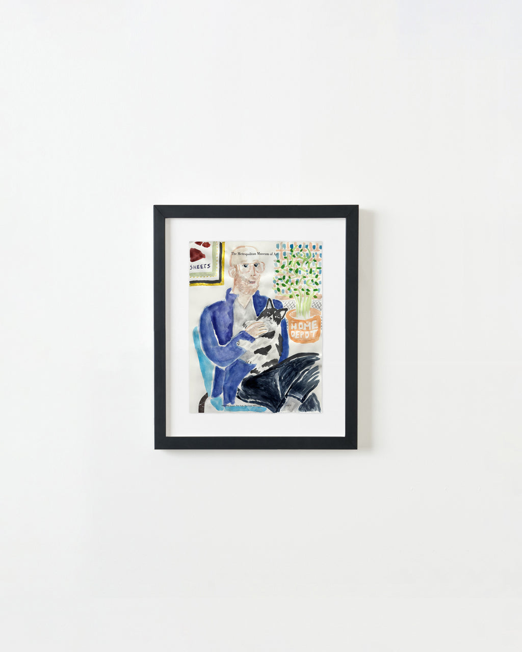 Painting by David Rhoads titled "Artist and His Cat" - 5.