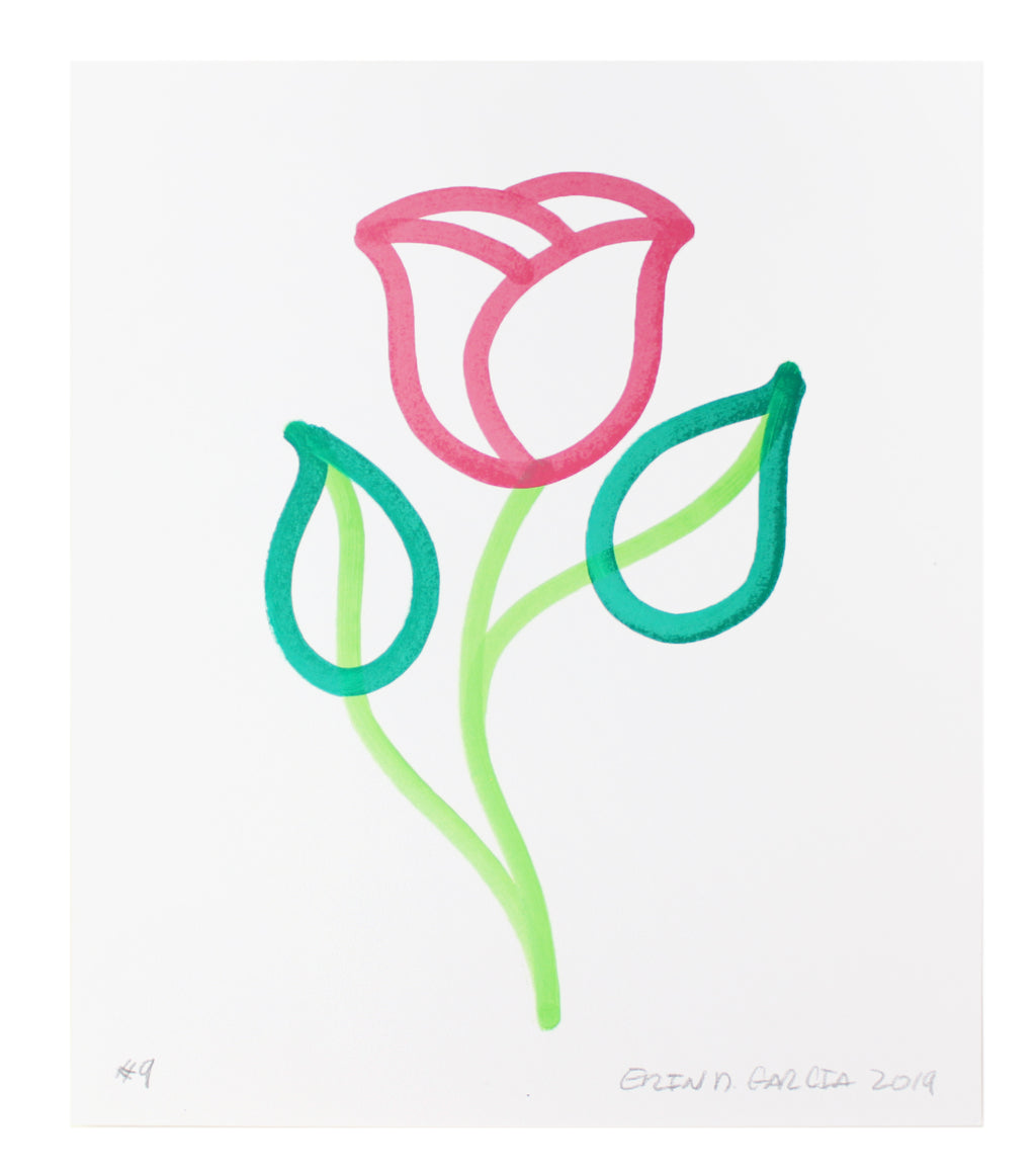 Drawing by Erin D. Garcia titled "Flower #9" - 2.