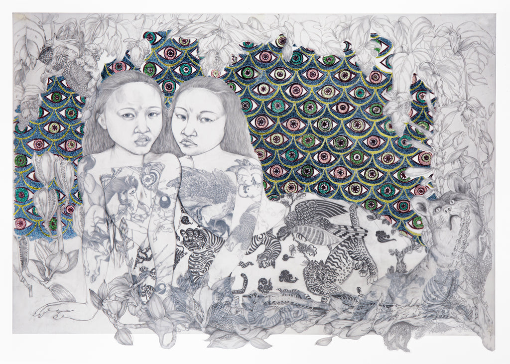 Drawing by Fay Ku titled "The Jungle Has Eyes" - 2.