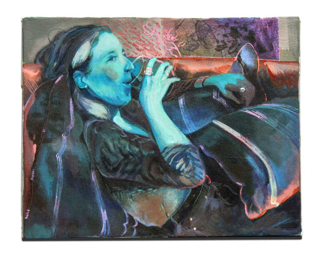 Painting by Nefertiti Jenkins titled "Katharine in Teal" - 2.