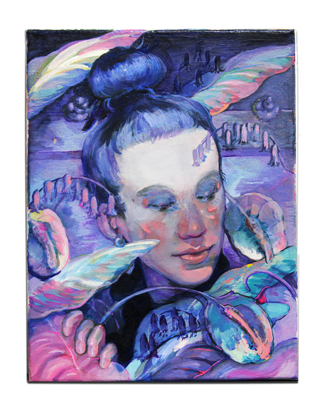 Painting by Nefertiti Jenkins titled "Touch of Bluebells (Ally)" - 2.