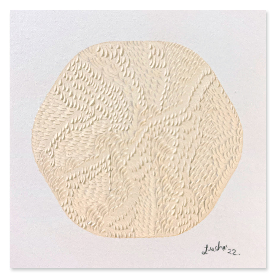 Drawing by Lucha Rodriguez titled "Ojos de papelito I, Knife Drawing" - 2.