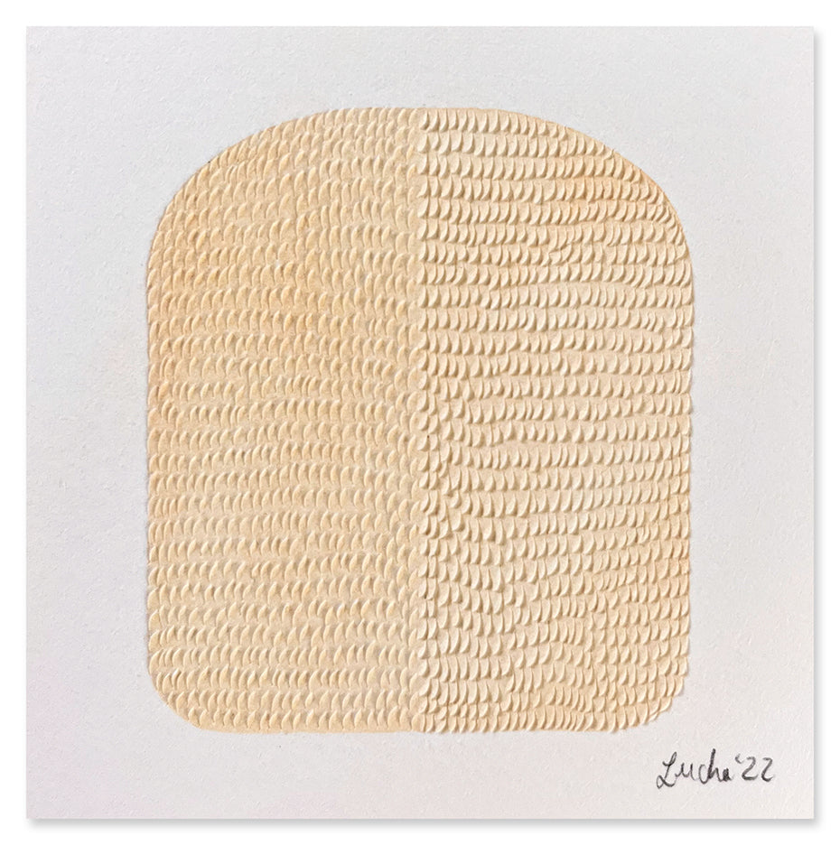 Drawing by Lucha Rodriguez titled "Ojos de papelito III, Knife Drawing" - 2.