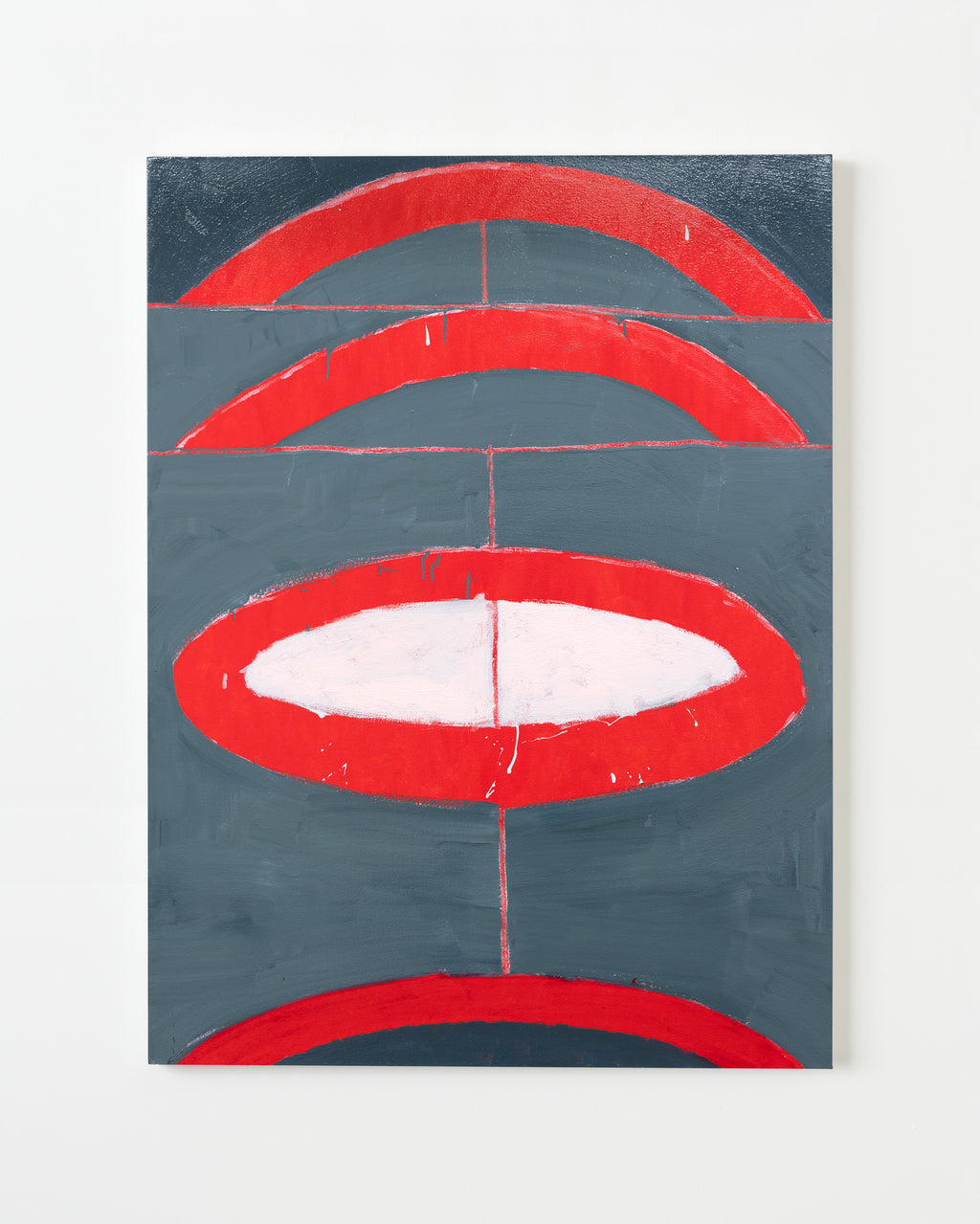 Painting by Aschely Vaughan Cone titled "Nested Red Arcs in Grey Ground" - 1.
