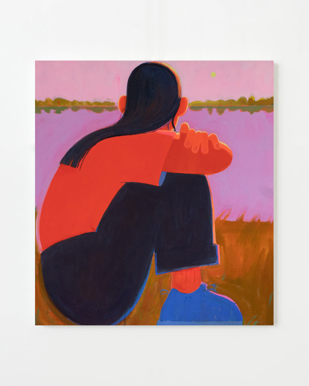 Painting by Jackson Joyce titled "Sitting by the Edge of the Lake 1" - 1.