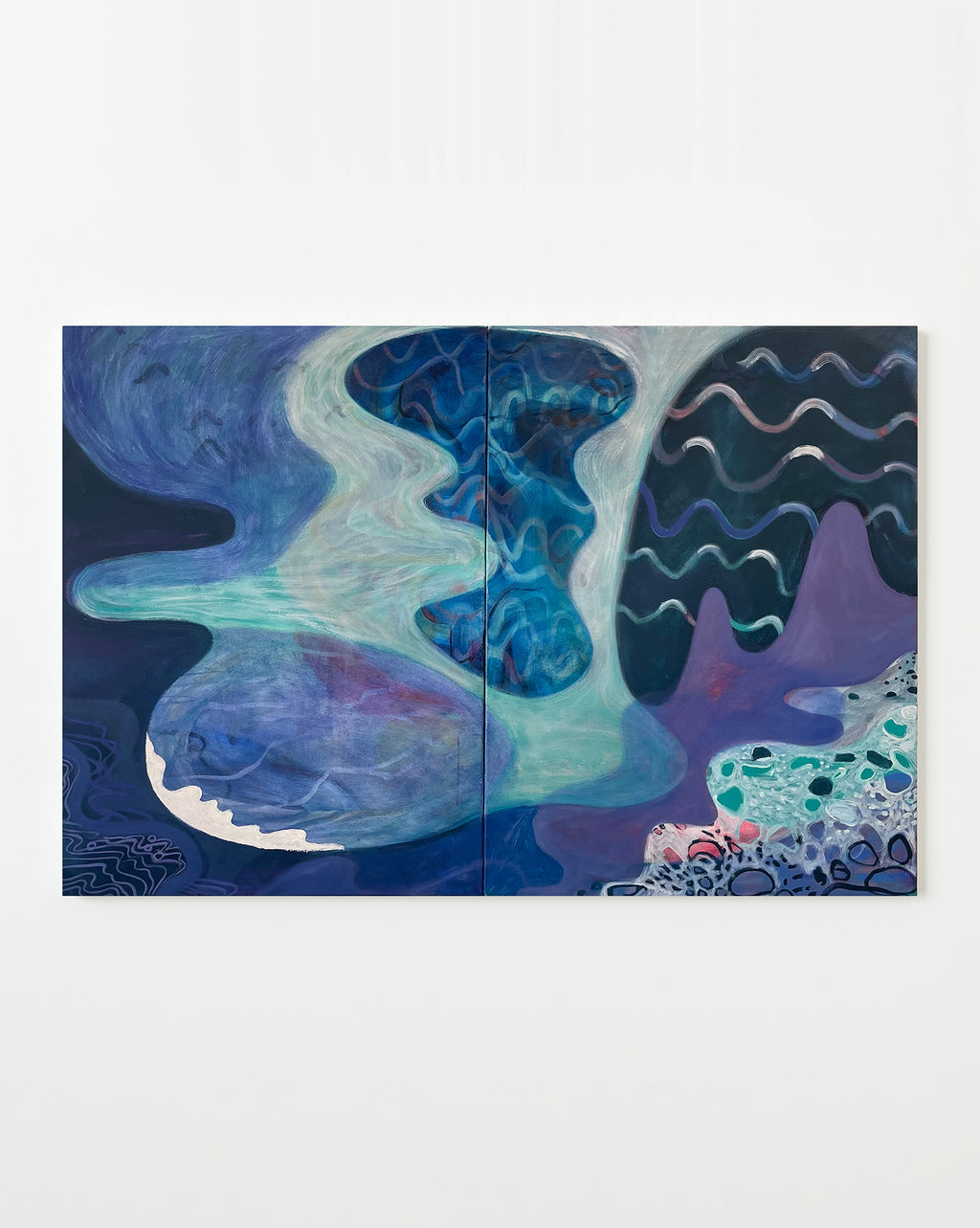 Painting by Aliza Cohen titled "Shore Walk (diptych)" - 1.