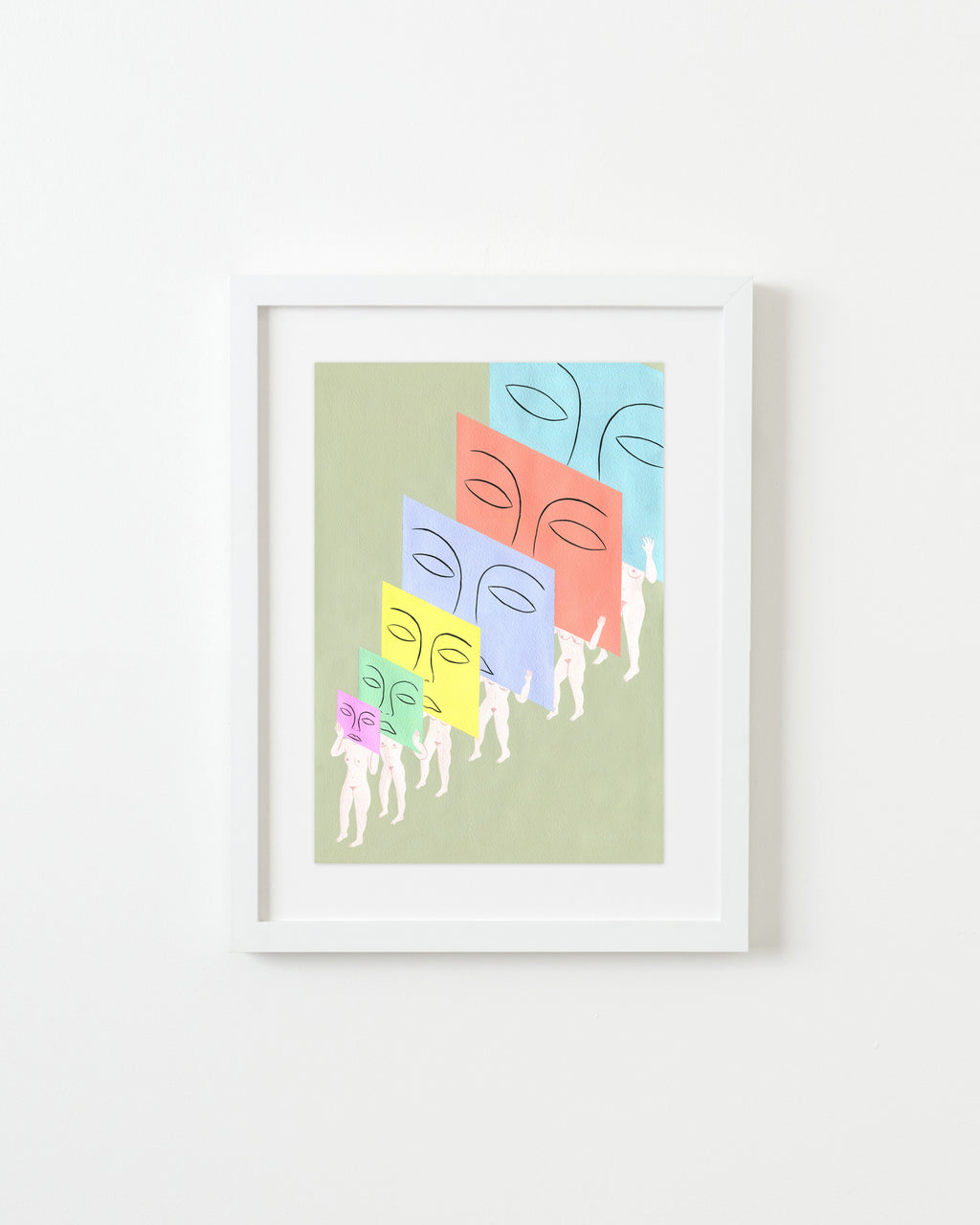 Painting by Rachel Levit Ruiz titled "Progresión de Caras" - 1.