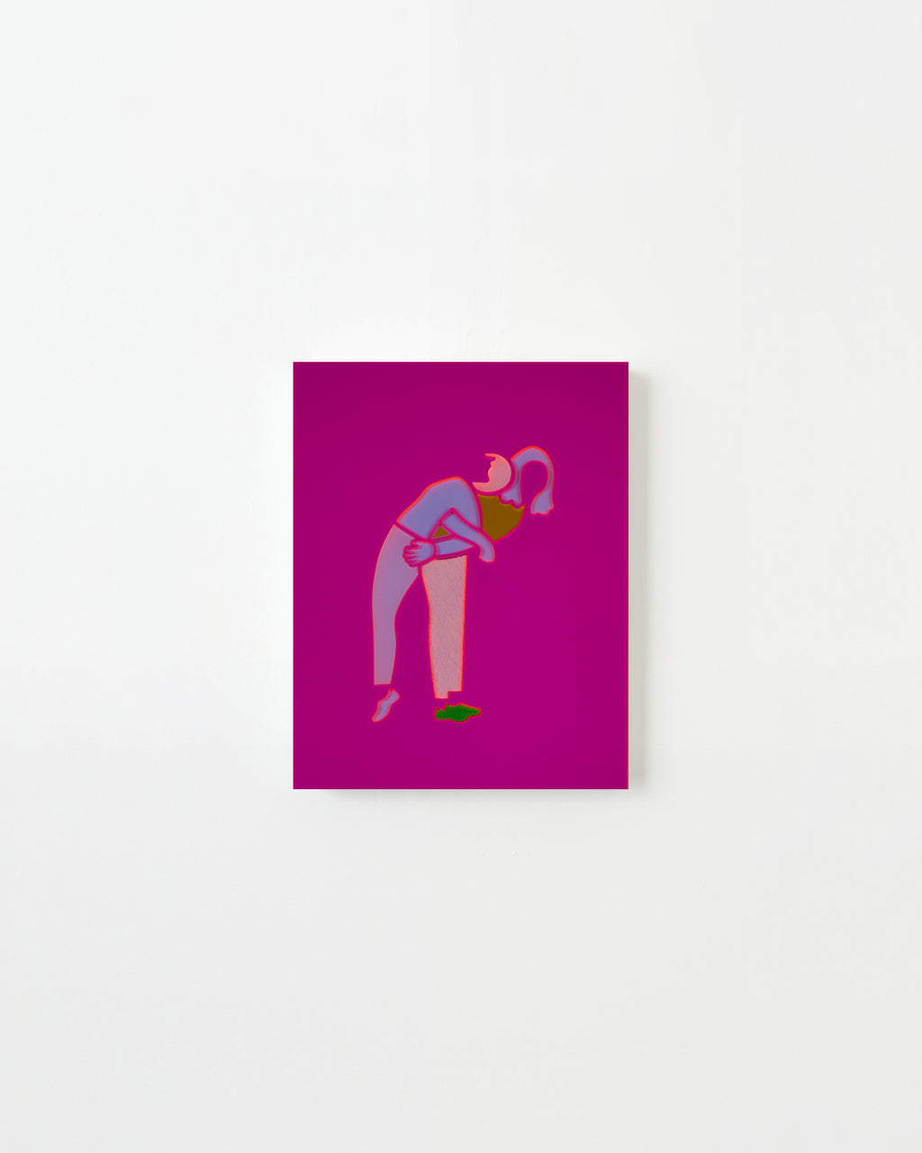 Mixed Media by Dana Bell titled "Backbend to the Right (pink, blue and green)" - 1.