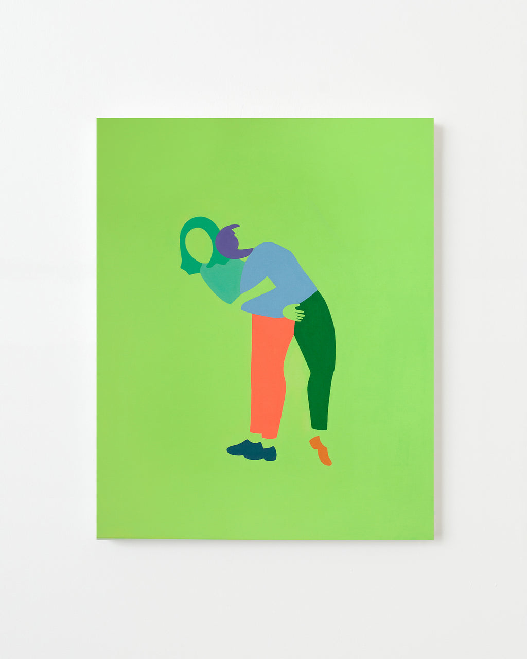 Painting by Dana Bell titled "Leaning Backwards and Forwards Together (Yellow, Green and Orange)" - 1.
