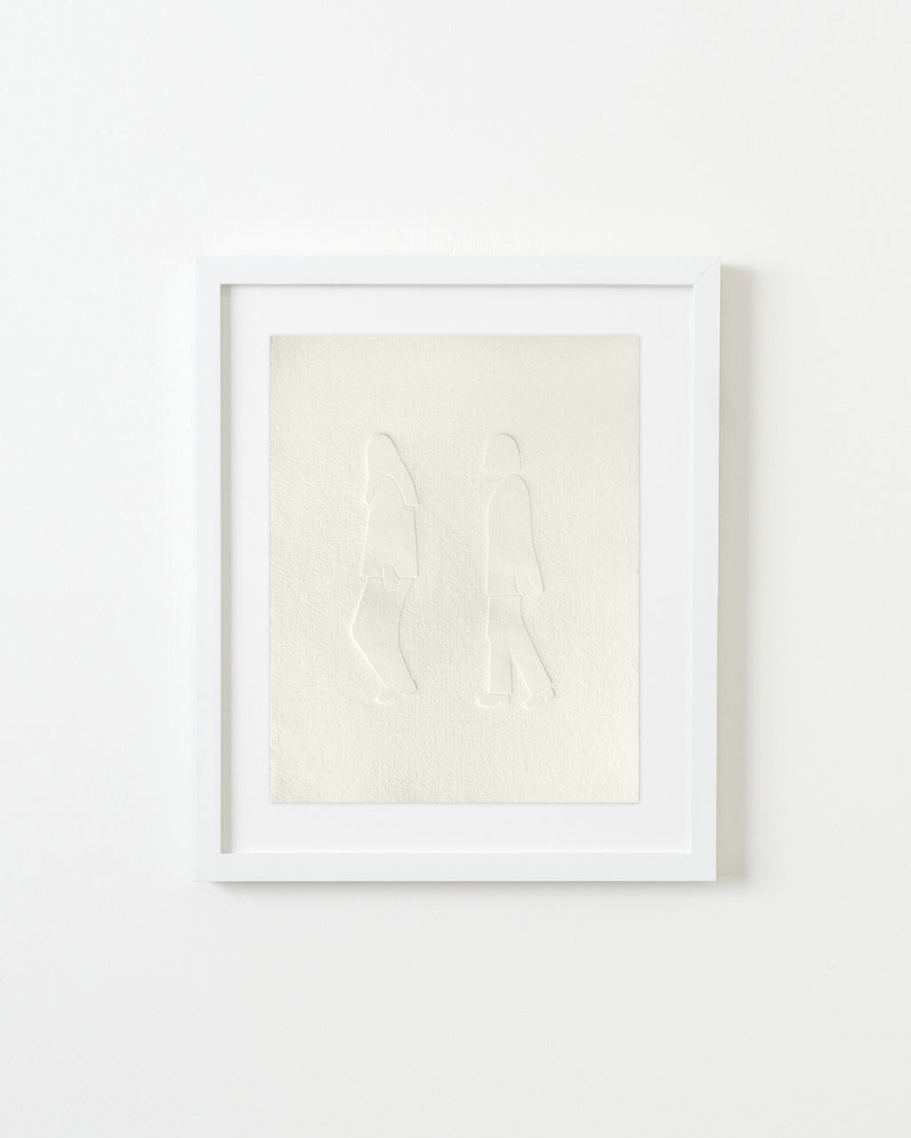 Print by Dana Bell titled "Two Walk to the Left (White Copperplate)" - 1.