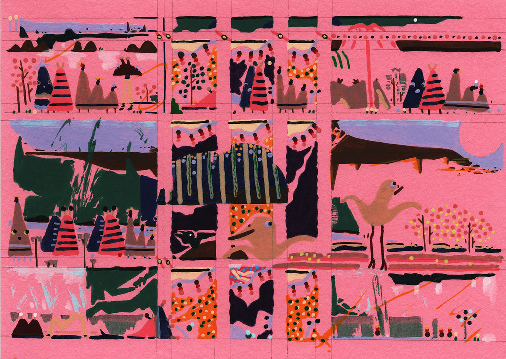 Painting by Kyle Pellet titled "Podunk Parade" - 2.