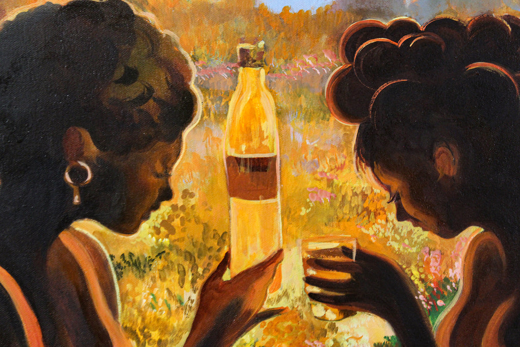 Painting by Nefertiti Jenkins titled "A Drink for Us" - 4.