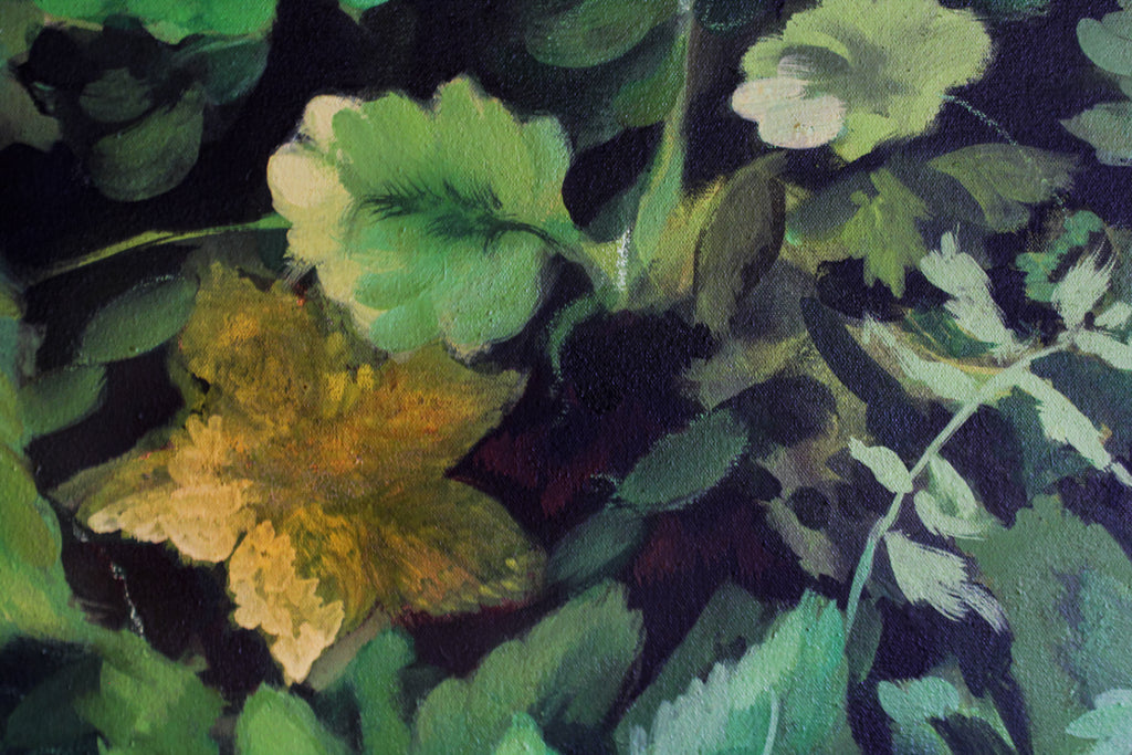 Painting by Nefertiti Jenkins titled "Jen in Mom's Garden" - 3.