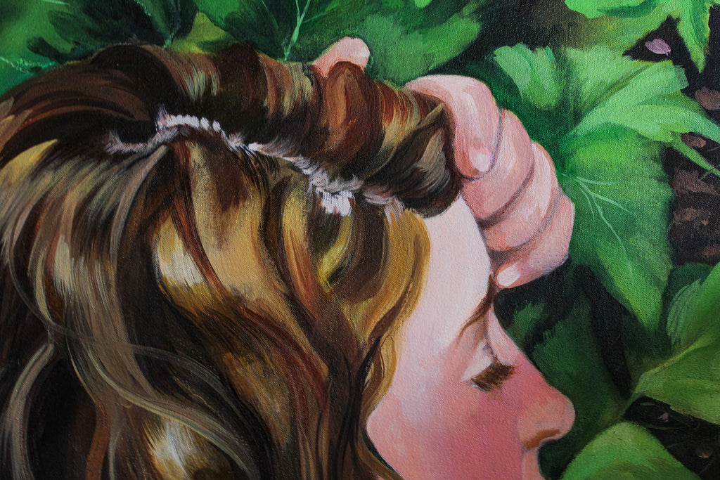 Painting by Nefertiti Jenkins titled "Jen in Mom's Garden" - 4.