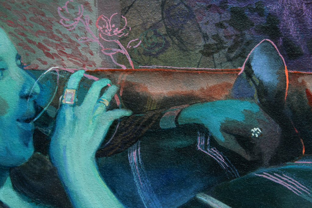 Painting by Nefertiti Jenkins titled "Katharine in Teal" - 3.
