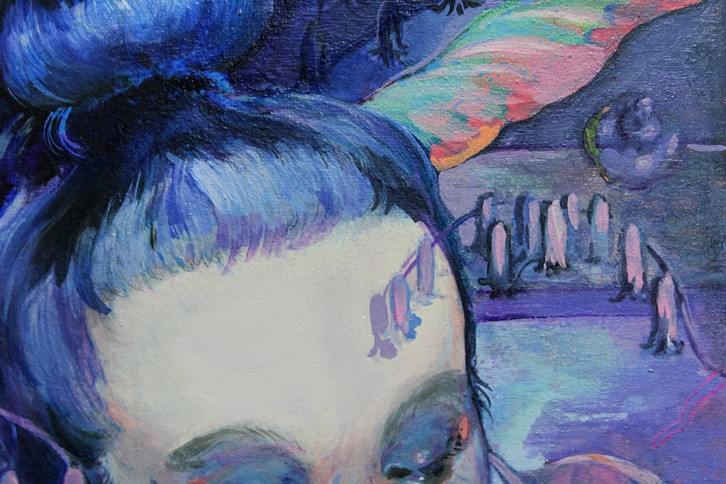 Painting by Nefertiti Jenkins titled "Touch of Bluebells (Ally)" - 3.