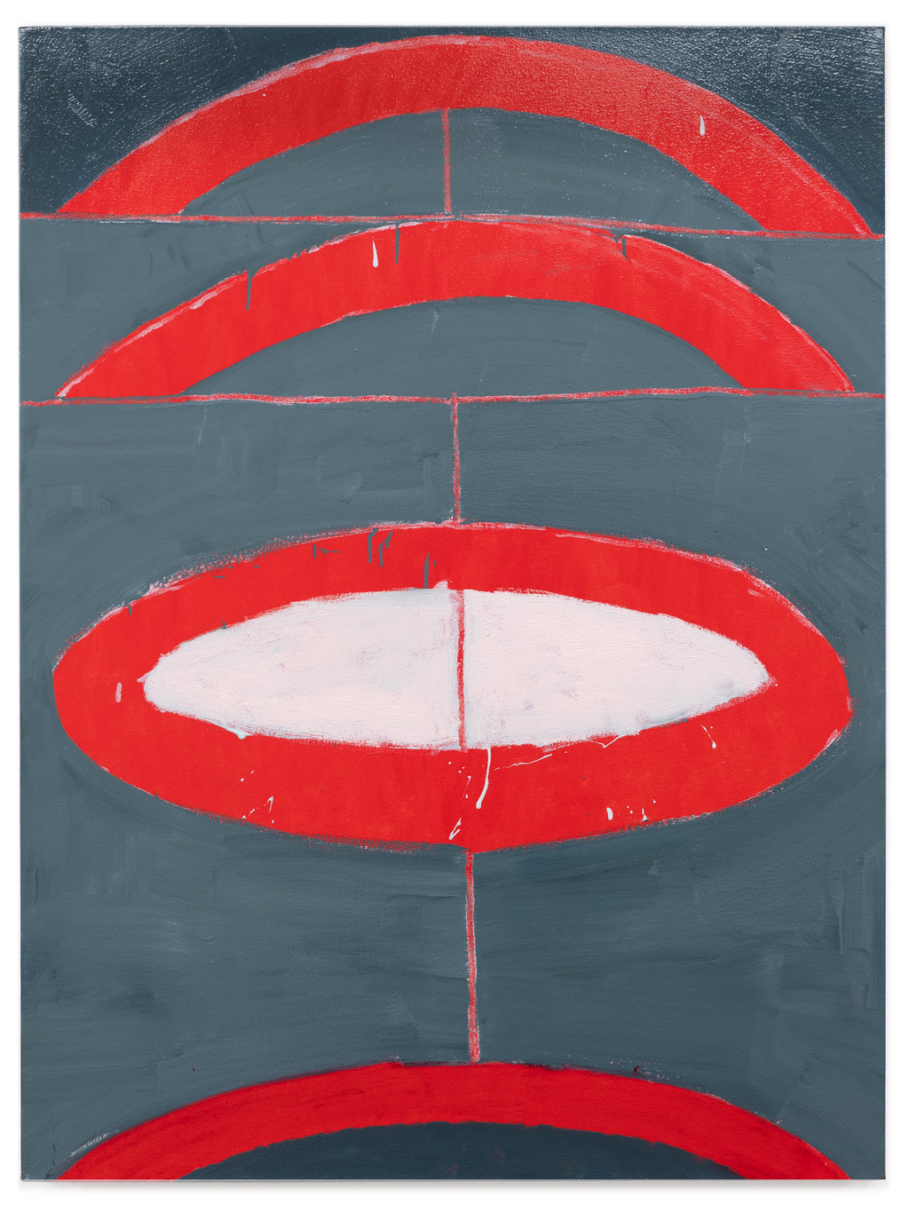 Painting by Aschely Vaughan Cone titled "Nested Red Arcs in Grey Ground" - 2.