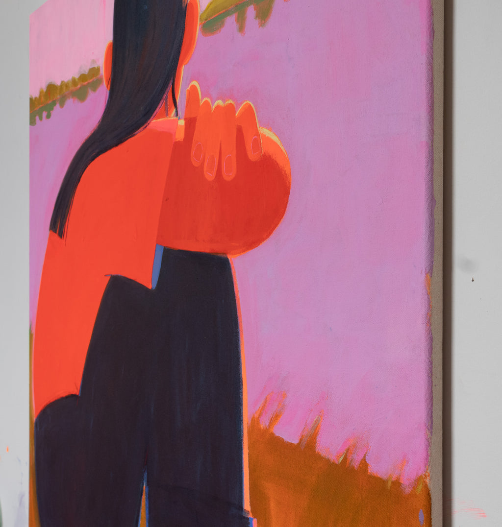 Painting by Jackson Joyce titled "Sitting by the Edge of the Lake 1" - 4.